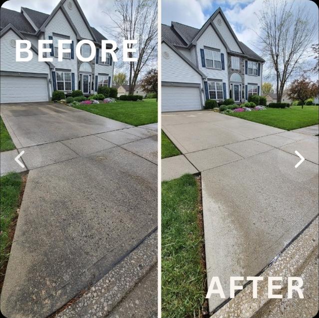 Before and after concrete driveway cleaning